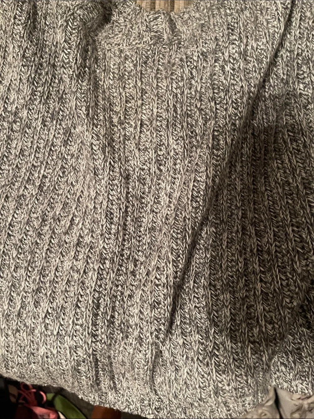Hollister Heather Gray Cropped Ribbed Crew Sweater